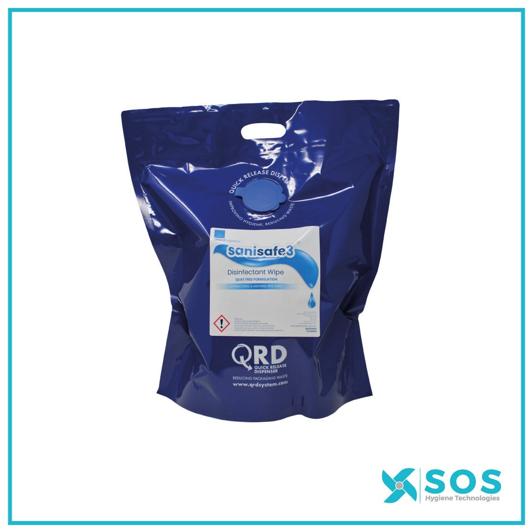 NEW Sanisafe 3 QRD Surface Disinfectant Wipes.
