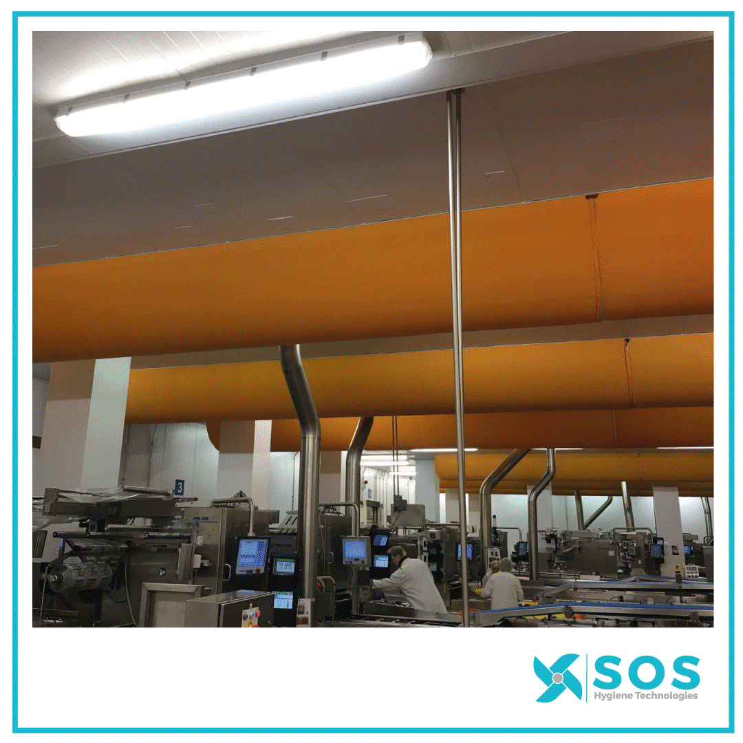 Air socks for Air Ventilation system. Food Factory Air Socks.