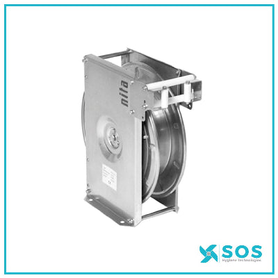 Nita SC Stainless Steel Retractale Reel 3/4" cw 25M 3/4" Blue Foodclean 20 Hose & 1.5M Conn Hose