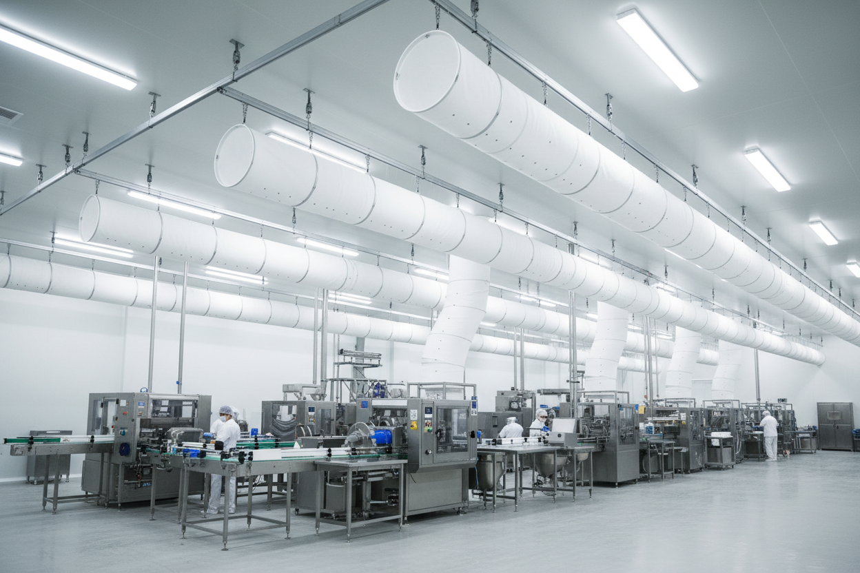 AIR SOCKS IN A FOOD FACTORY