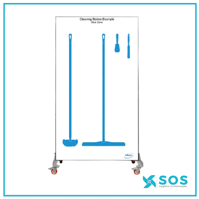 Vikan - 1114 - Shadow Board, Mobile incl. wheels (2 x 1117 + 2 x 1118), White background/coloured shadows, H2000mm x W1150mm