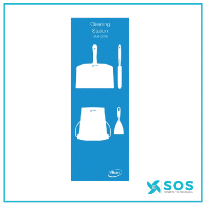 Vikan - 2102 - Shadow Board, Wall Mounted excl. spacers, Coloured background/white shadows, H1200mm x W400mm