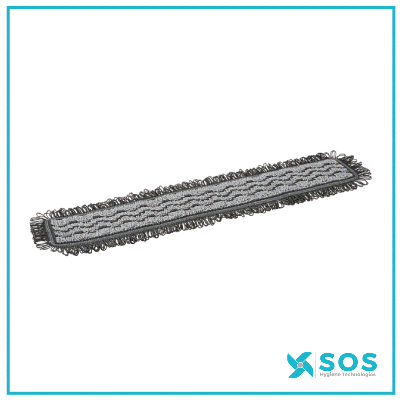 Vikan - 549569 - Damp 42 Dark Microfiber Mop, Hook &amp; Loop, 60cm, Grey