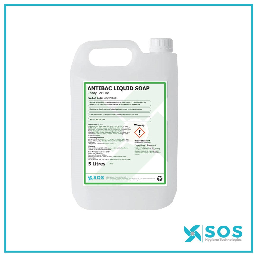 SOS Antibacterial Liquid Hand Soap 5L (Qty 2)